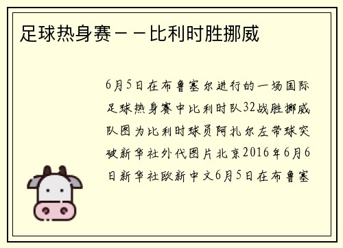 足球热身赛－－比利时胜挪威